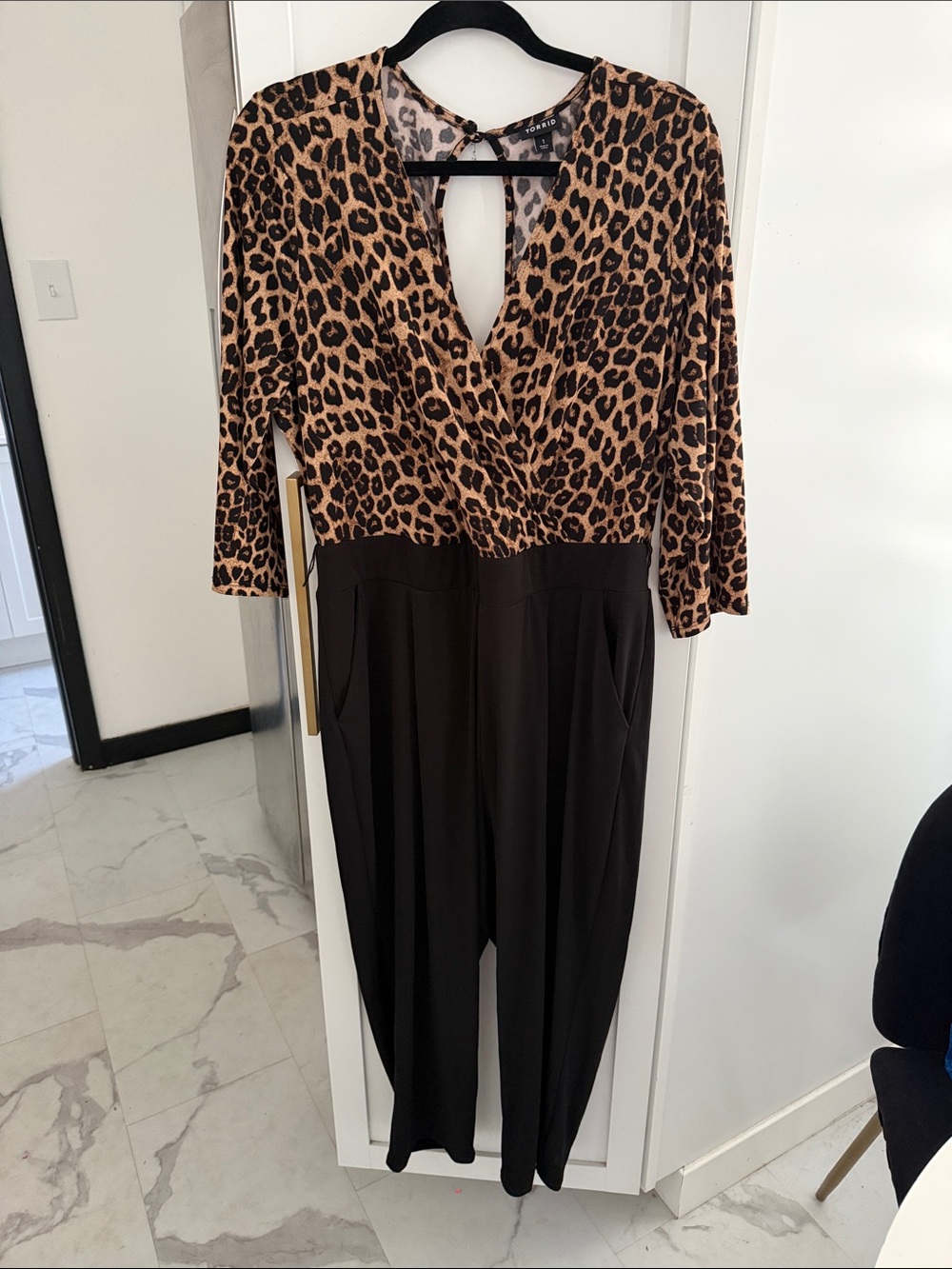 torrid Leopard Print Top Black Jumpsuit